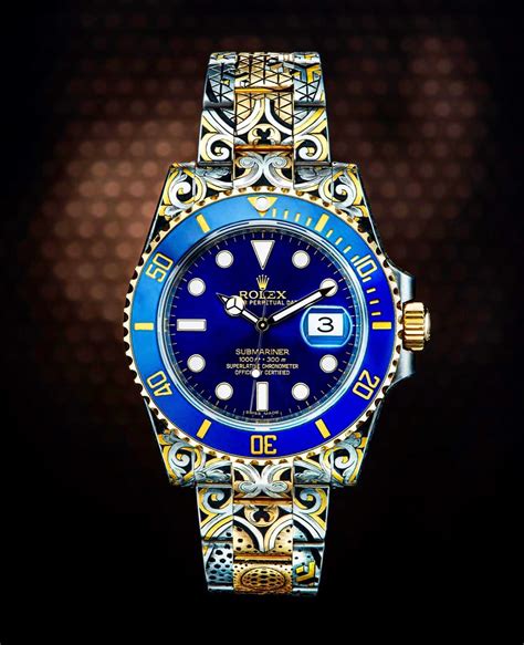 circular engraved in rolex submariner sapphire|Rolex Submariner gold watch.